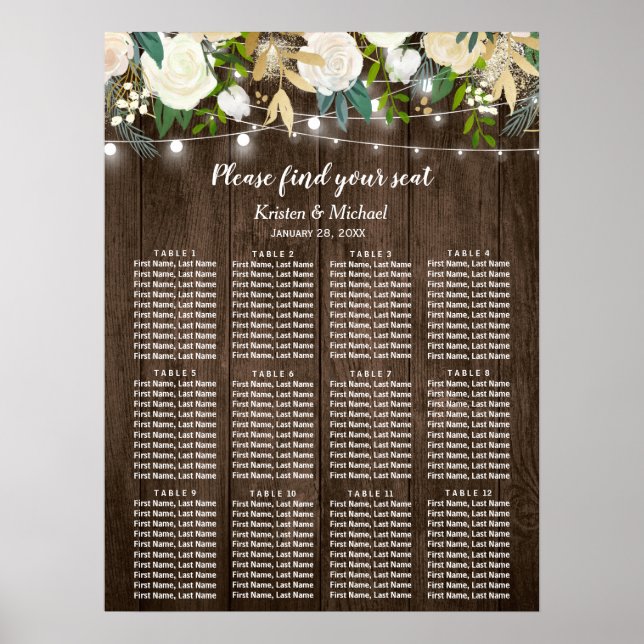Rustikales Country-Chic-Hochzeitstabelle Poster (Vorne)
