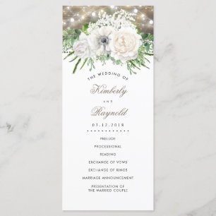 Rustikales Country Chic White Blume Hochzeitsprogr Programm