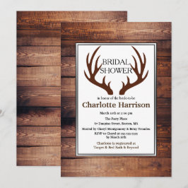 Rustikales Country Deer Antlers Brautparty Einladung