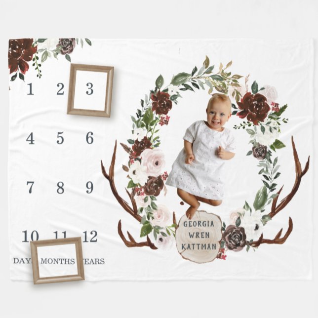 Rustikales Country Floral Baby Milestone Schuppen  Fleecedecke (Von Creator hochgeladen)