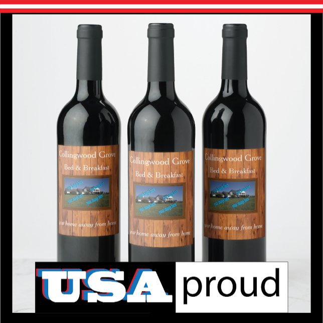 Rustikales Country Inn 🤎 gemütliches Bed and Brea Weinetikett (Von Creator hochgeladen)