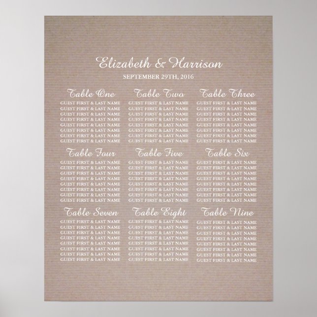 Rustikales Country Kraft Wedding Poster (Vorne)