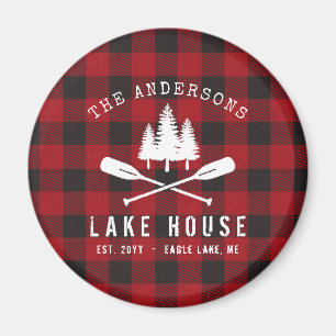 Rustikales Country Lake House Tree Red Buffalo Magnet
