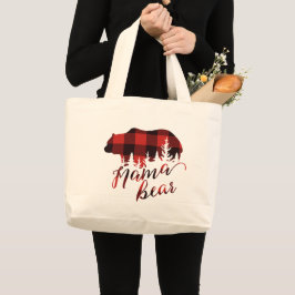 Rustikales Country Red & Black Flannel Mama Bear Jumbo Stoffbeutel