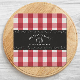Rustikales Country Red Gingham Black Chalkboard Rechteckiger Pappuntersetzer