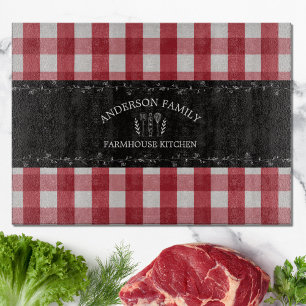 Rustikales Country Red Gingham Black Chalkboard Schneidebrett