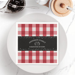 Rustikales Country Red Gingham Black Chalkboard Serviette