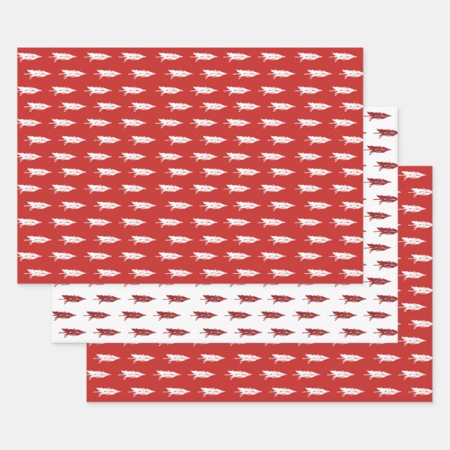 Rustikales Country Red & White Christmas Tree Must Geschenkpapier Set (Set)