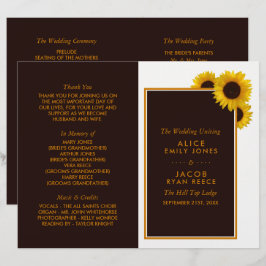 Rustikales Country Sunflowers Blumenhochzeitprogra