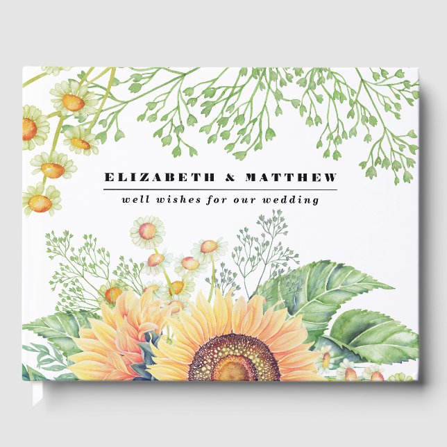 Rustikales Country Sunflowers Hochzeitshaus Gästebuch (Vorderseite)
