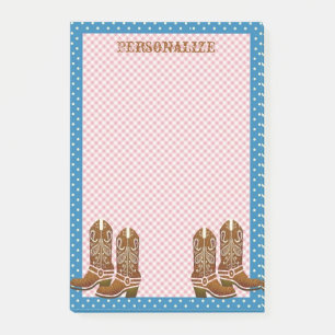 Rustikales Country Western Cowboy Boots personalis Post-it Klebezettel
