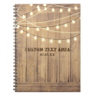 Rustikales Country Western Holz & Lichter Journal Notizblock