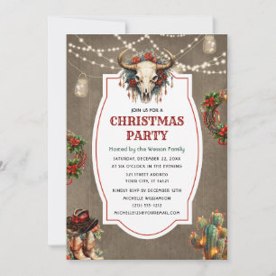 Rustikales Country Western Weihnachtsabend Party Einladung