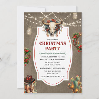 Rustikales Country Western Weihnachtsabend Party Einladung