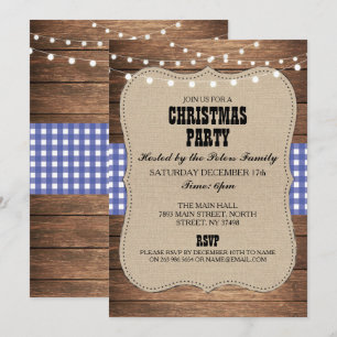 Rustikales Country Western Weihnachtsabend Party Einladung
