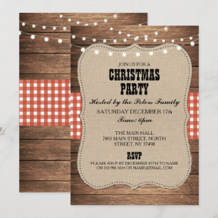 Rustikales Country Western Weihnachtsabend Party Einladung