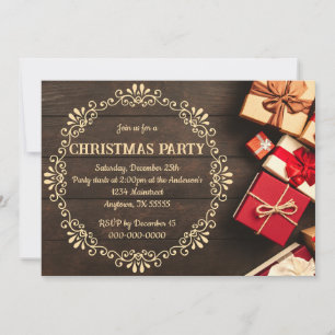 Rustikales Country Western Weihnachtsabend Party Einladung
