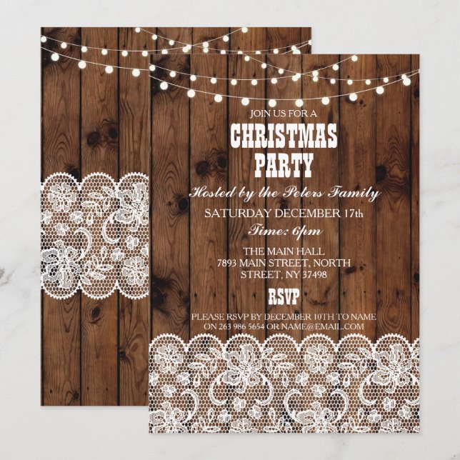 Rustikales Country Western Weihnachtsabend Party Einladung (Vorne/Hinten)
