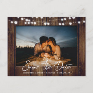 Rustikales Country Wood Wedding Foto Save the Date Ankündigungspostkarte