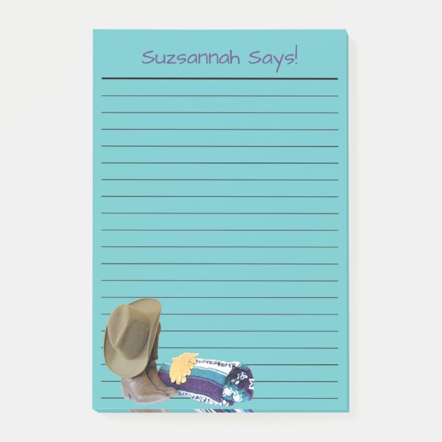 Rustikales Cowboy Boots Hat Blue Lila, kundenspezi Post-it Klebezettel (Vorderseite)