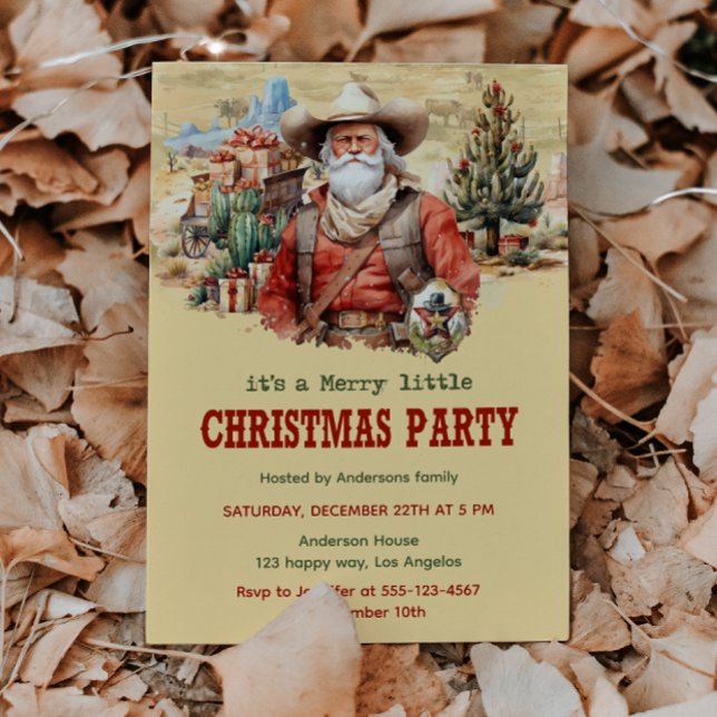 Rustikales Cowboy Santa Western Weihnachts-Party Einladung (Von Creator hochgeladen)