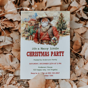 Rustikales Cowboy Santa Western Weihnachts-Party Einladung