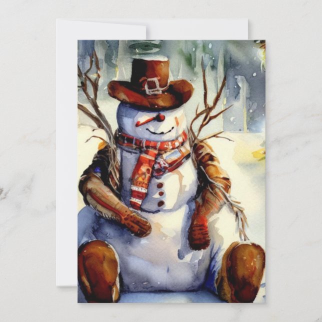 Rustikales Cowboy Snowman Weihnachtsfest Party Einladung (Vorderseite)