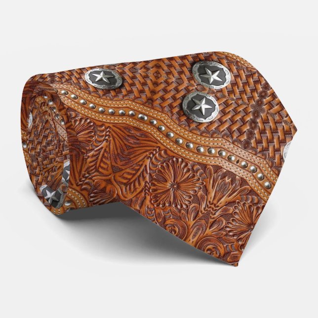 Rustikales Cowboy-Western Country Leather-Muster Krawatte (Gerollt)