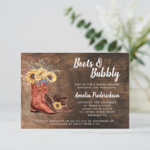 Rustikales Cowboystiefel & Bubbly Brautparty Einladung