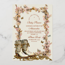 Rustikales Cowgirl Boots Baby Dusche Folieneinladung