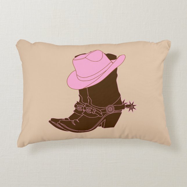 Rustikales Cowgirl Boots & Pink Hat Dekokissen (Vorderseite)