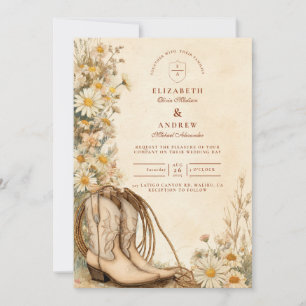 Rustikales Cowgirl Boots Wildblume Wedding Einladung