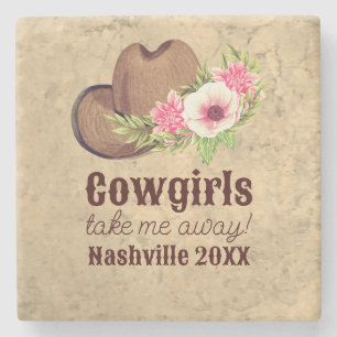 Rustikales Cowgirl Chic Pink Floral Steinuntersetzer