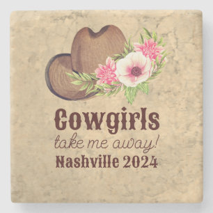 Rustikales Cowgirl Chic Pink Floral Steinuntersetzer