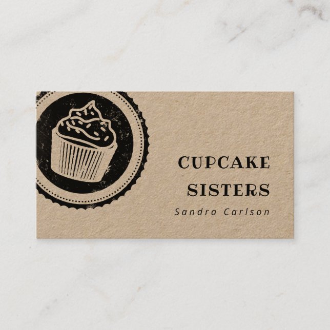Rustikales Cupcake-Logo Briefmarke kraft Visitenka Visitenkarte (Vorderseite)
