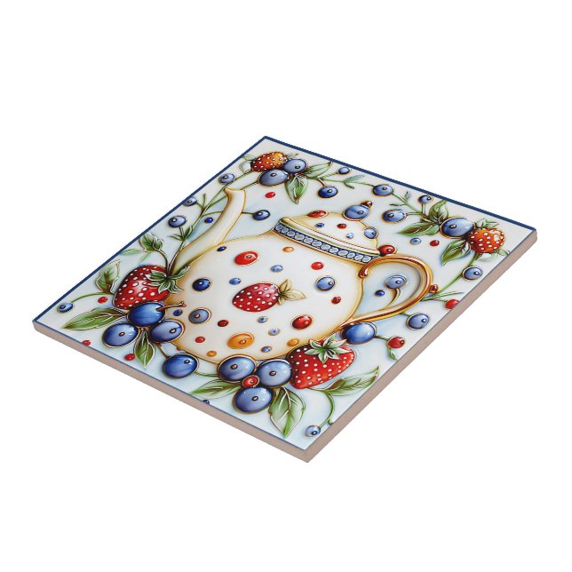 Rustikales Dekor Bauernhof Vintag Teapot Fliese (Seite)