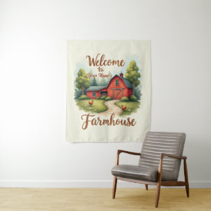 Rustikales Dekor des Red Barn Farmhouse Wandteppich