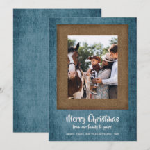 Rustikales Denim und Brown Damask Weihnachts-Foto