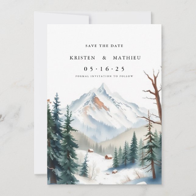Rustikales Digitalgebirge Save The Date (Vorderseite)