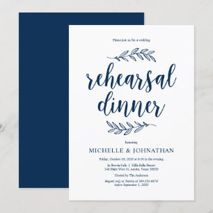Rustikales Drehbuch, Navy Blue, Hochzeitsessen Pro Einladung