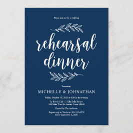 Rustikales Drehbuch, Navy Blue, Hochzeitsessen Pro Einladung