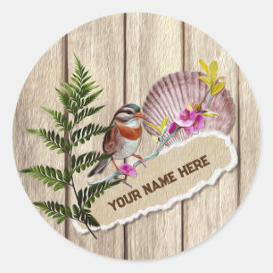 Rustikales Drehpapier Holzölfarbe Persönliche Beze Runder Aufkleber