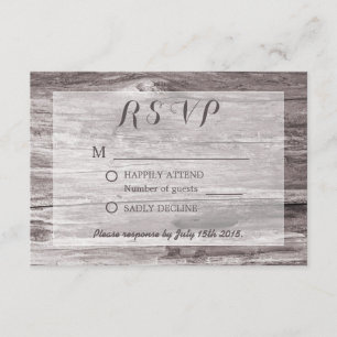 Rustikales Driftwood-Background Wedding RSVP Karte