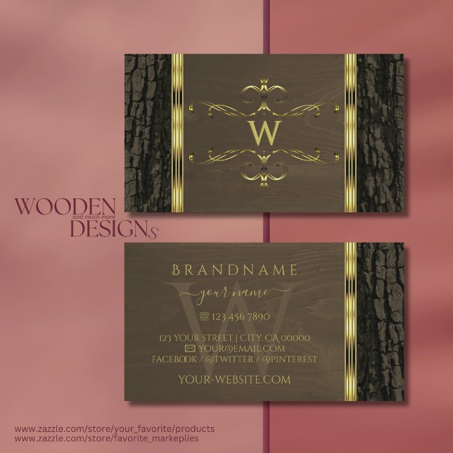 Rustikales dunkelbraunes Baumhackenbarsch-Goldbarr Visitenkarte (Von Creator hochgeladen)