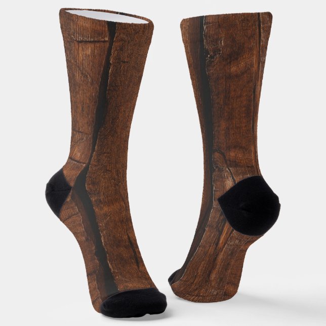 Rustikales dunkelbraunes, cooles, elegantes Holz Socken (Gewinkelt)