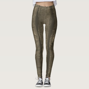 Rustikales, dunkelbraunes Goldsepium Leggings