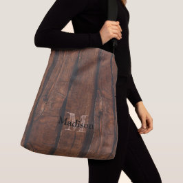 Rustikales dunkelbraunes Holz Monogram Tragetaschen Mit Langen Trägern
