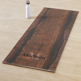 Rustikales dunkelbraunes Holz Monogram Yogamatte
