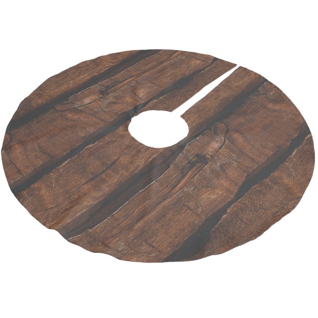 Rustikales dunkelbraunes Holz Polyester Weihnachtsbaumdecke (Schrägansicht)