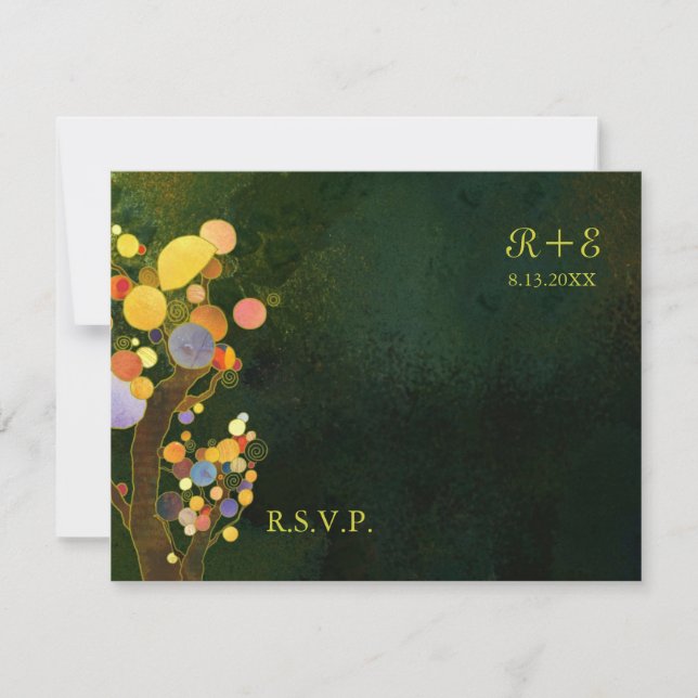 Rustikales Dunkelgrünes Hochzeitsszenario RSVP Karte (Vorderseite)
